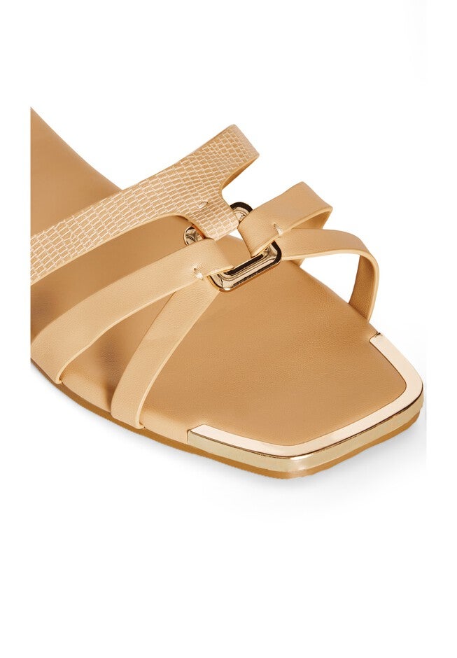 WIDE FIT Dressy Gold Embellishment Diana Sandal - nude, BEIGE, alternate image number null