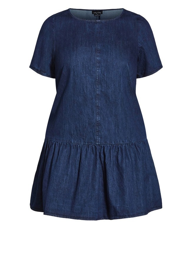 Denim Spirit Dress - dark denim, BLUE, alternate image number null