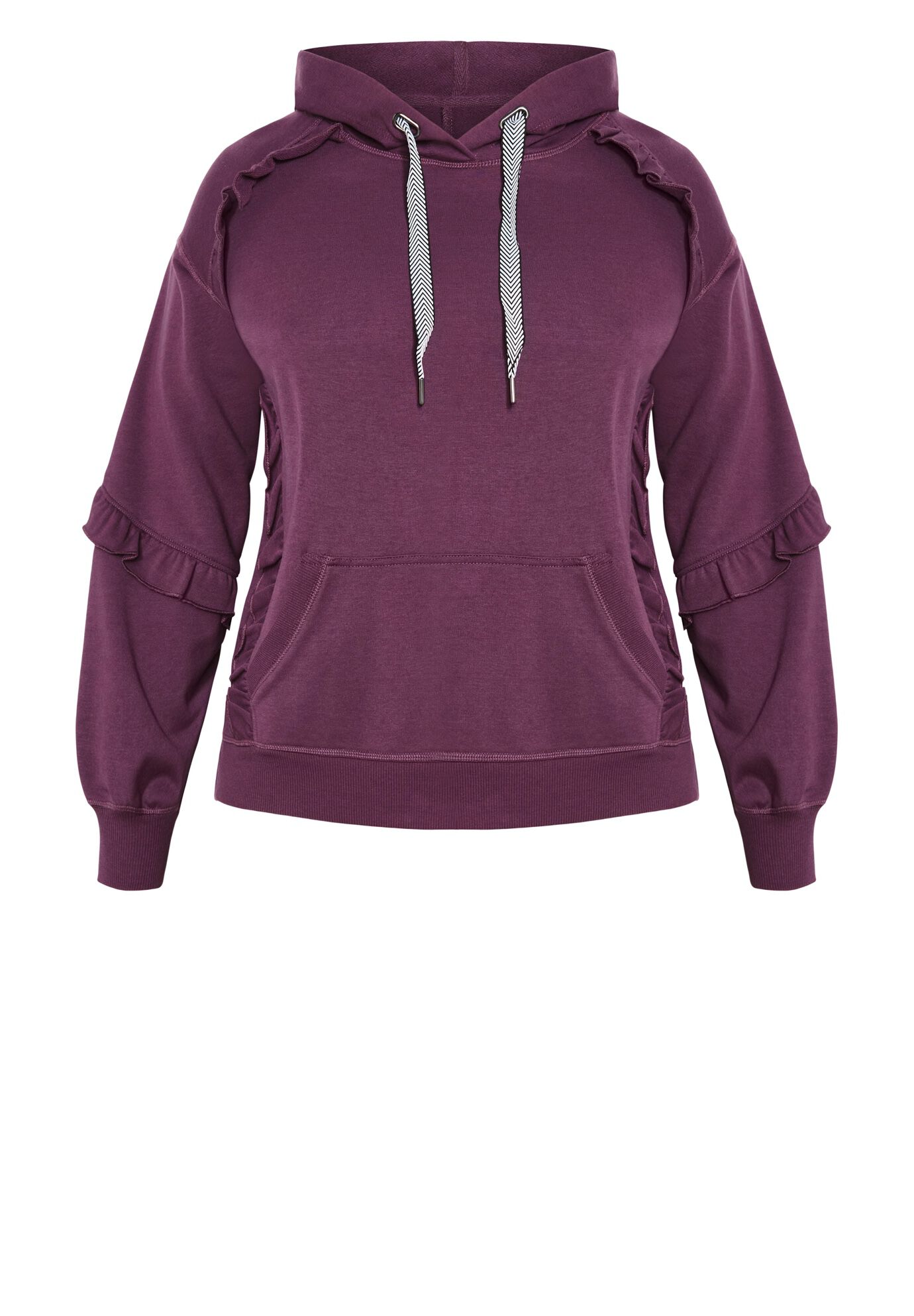 Frill Eggplant Hoodie, BLACK, alternate image number 9