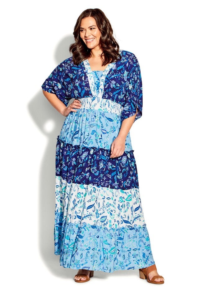 Daisy Tiered Maxi Dress, BLUES FLORAL MIX, hi-res image number null