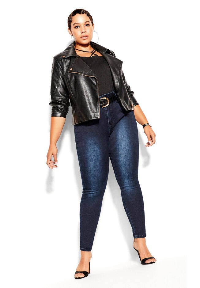 Harley Skinny Petite Denim Jean - dark denim, BLUE, alternate image number 6