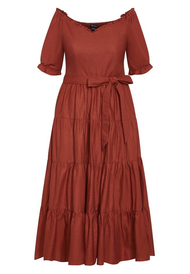 Puff Sleeve Maxi Dress - toffee, BROWN, alternate image number 2