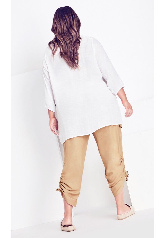 Shiloh Ruched Pant, STONE, on-hover image number 1