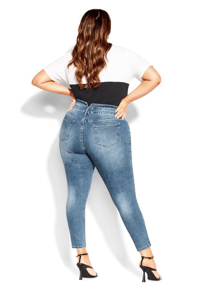 Harley Sassy Corset Jean - blue denim, BLUE, on-hover image number null