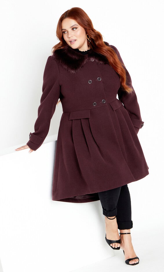 Grandiose Coat - spiced plum, RED, alternate image number 3