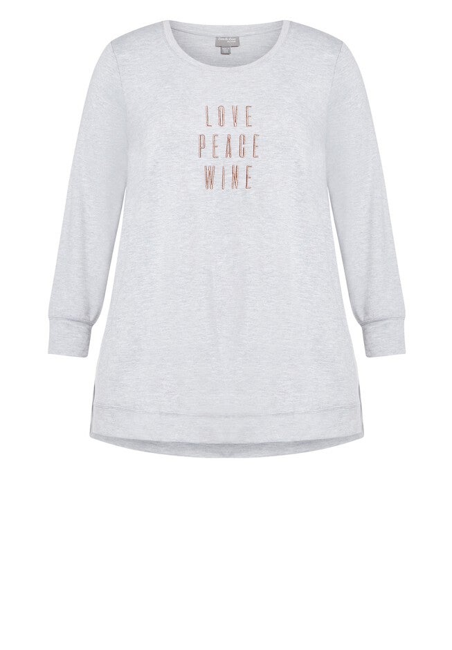 Love Wine Plain Top, LIGHT GREY, alternate image number 2