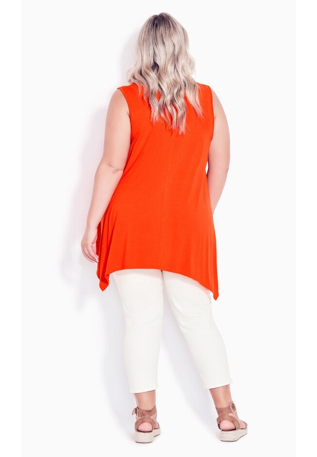 V Neck Swing Tank, ORANGE, alternate image number 4