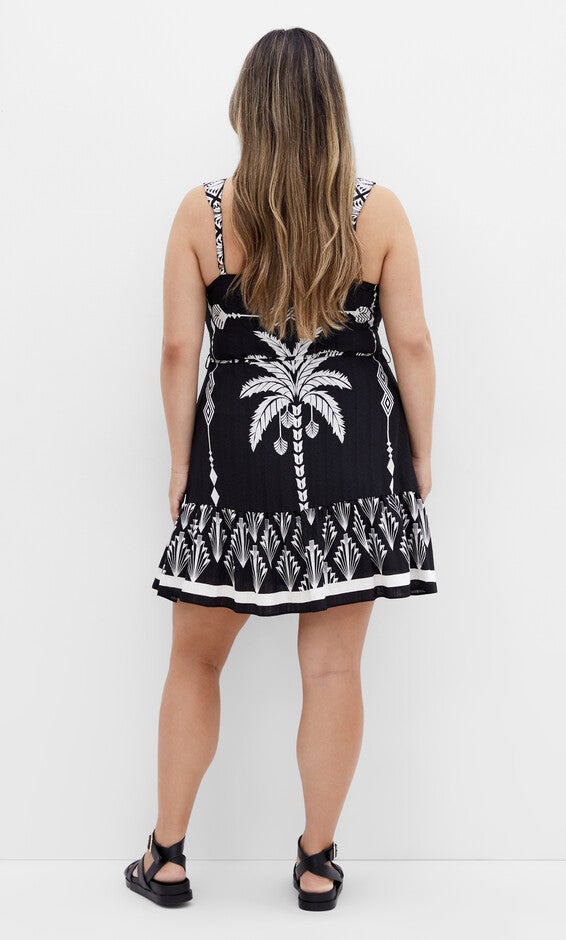 Peta Border Print Dress - black, BLACK, alternate image number null