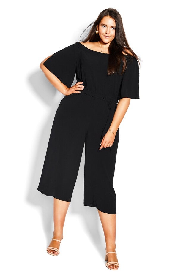 Off Shoulder Jumpsuit - black, BLACK, hi-res image number 0