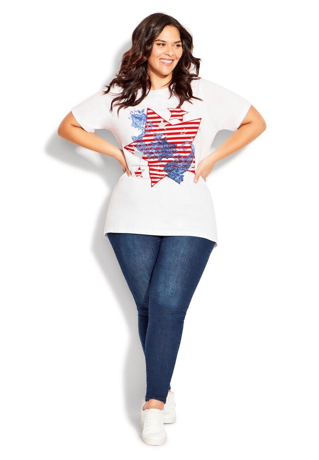 Graphic Print Top, RED WHITE AMERICA, on-hover image number null