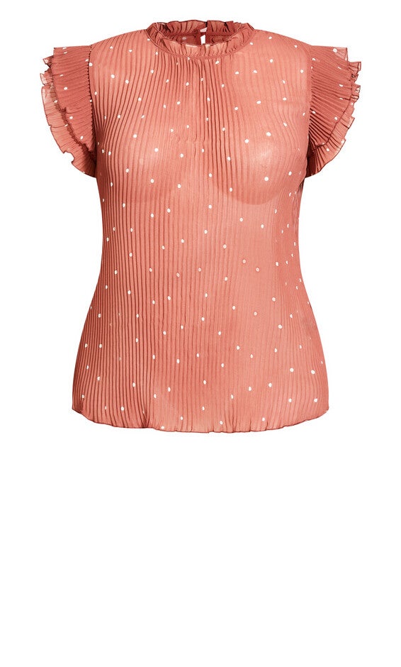 Pleated Spot Top - cinnamon, BROWN, alternate image number null