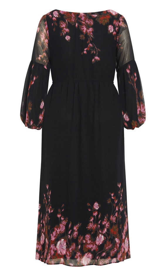 Romance Border Dress - black, BLACK, alternate image number null