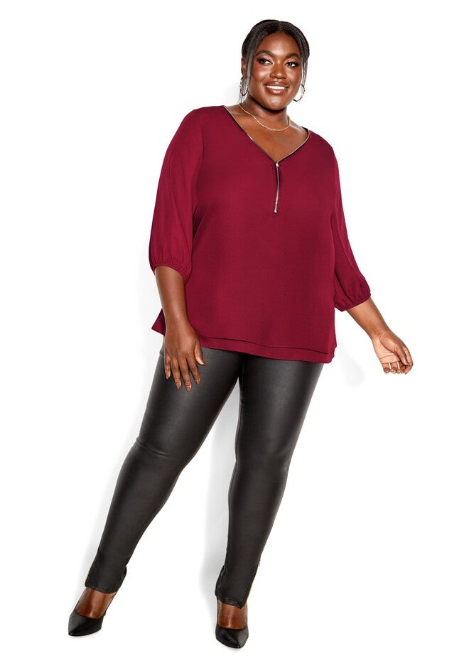 Sexy Fling Elbow Sleeve Top - ruby, RED, on-hover image number null
