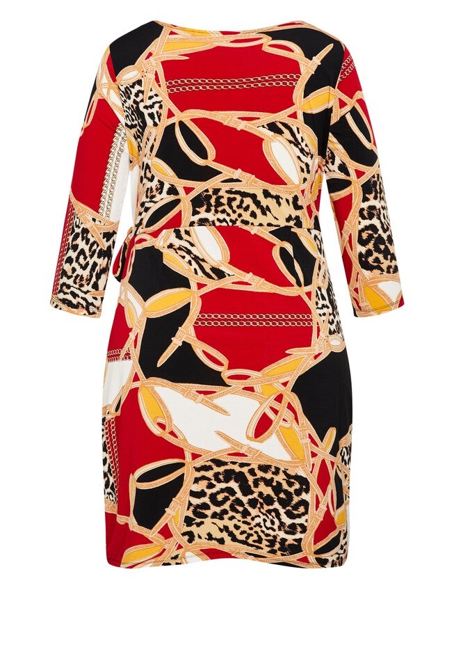 Deanna Wrap Print Dress, CHAIN REACTION, alternate image number null
