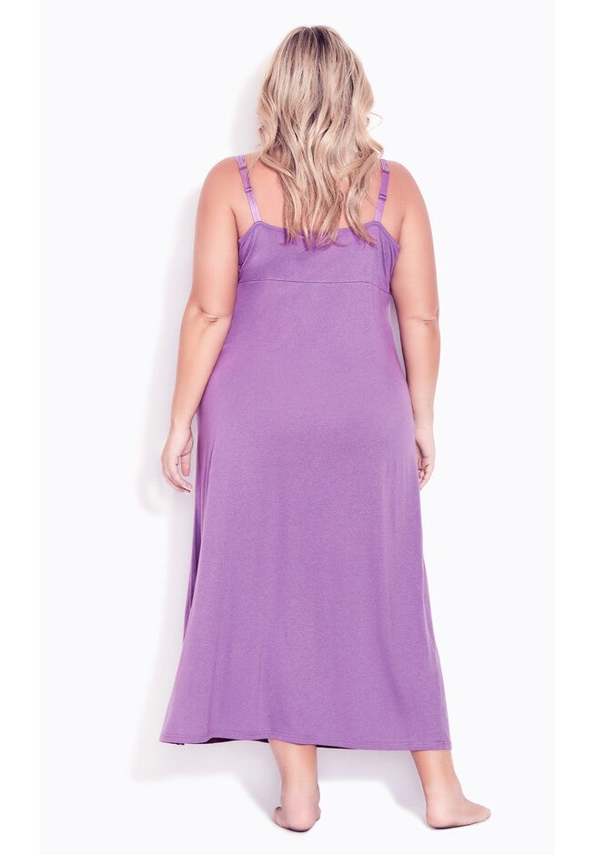 Lace Trim Maxi Sleep Dress, DEWBERRY, on-hover image number 1