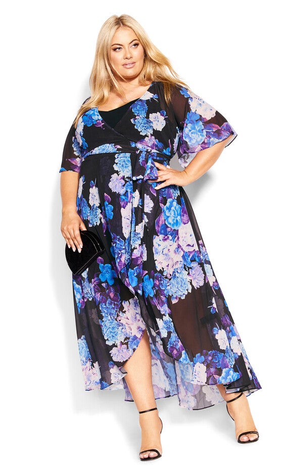 Enthrall Me Print Maxi Dress - black, BLACK, hi-res image number 0