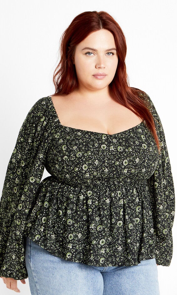 Dahlia Top - olive, GREEN, hi-res image number null