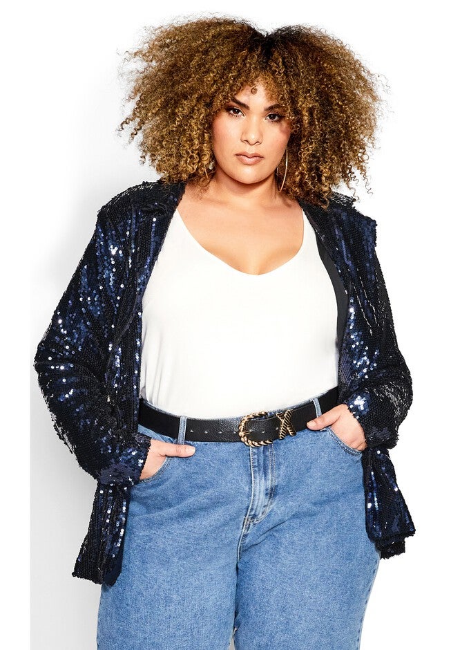Sequin Seduction Jacket - navy, BLUE, hi-res image number null