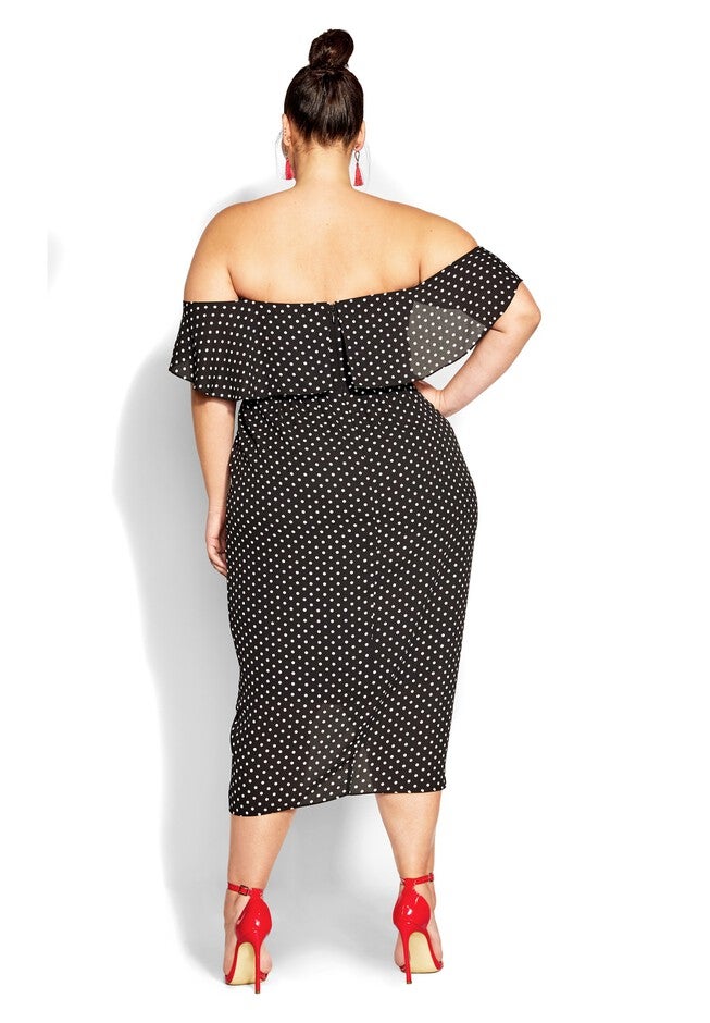 Gina Spot Dress - black, BLACK, alternate image number null