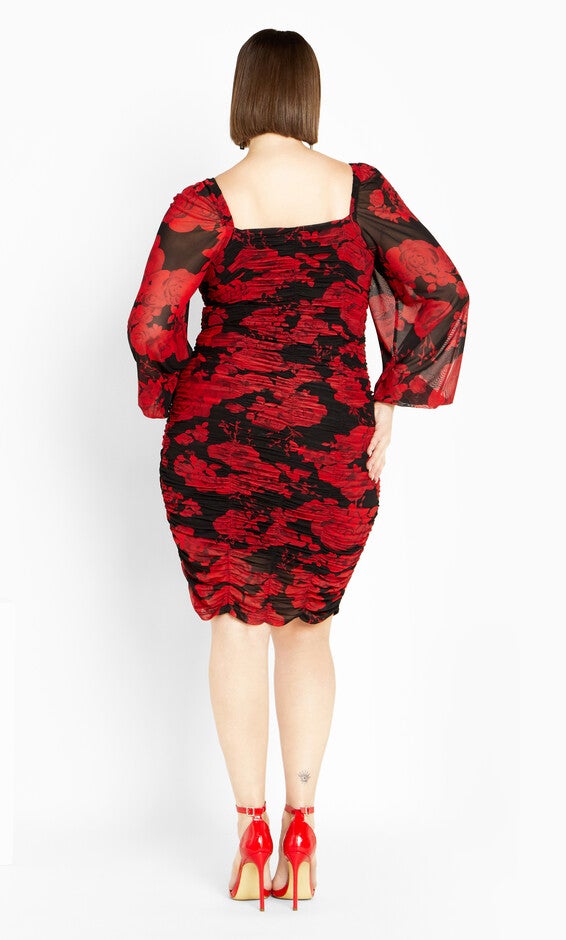 Alia Print Dress - black, ROSE PRINT, alternate image number null