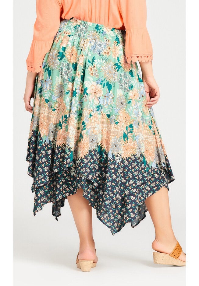 Nora Hanky Hem Skirt, MINT BLOSSOM BORDER, on-hover image number null