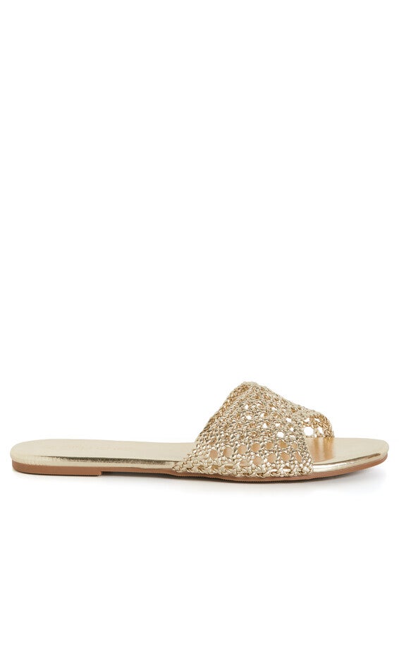 WIDE FIT Weave Flat Slide - gold, YELLOW, hi-res image number null