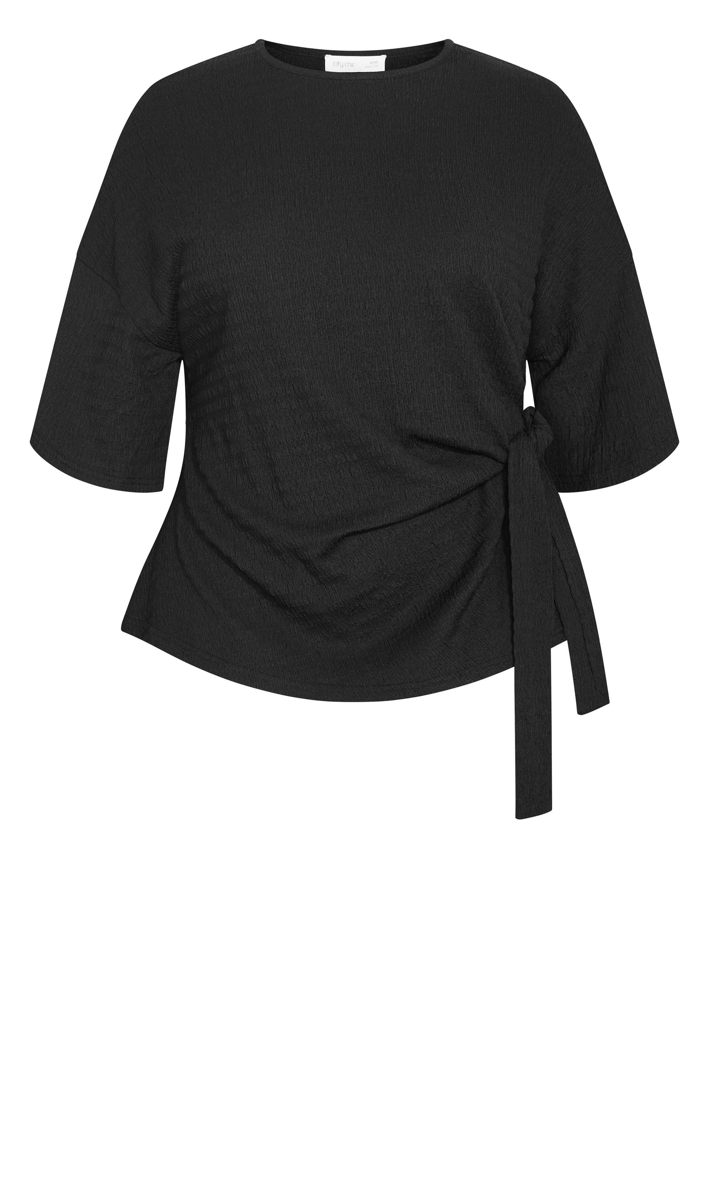 Brianna Side Tie Top, BLACK, on-hover image number 1