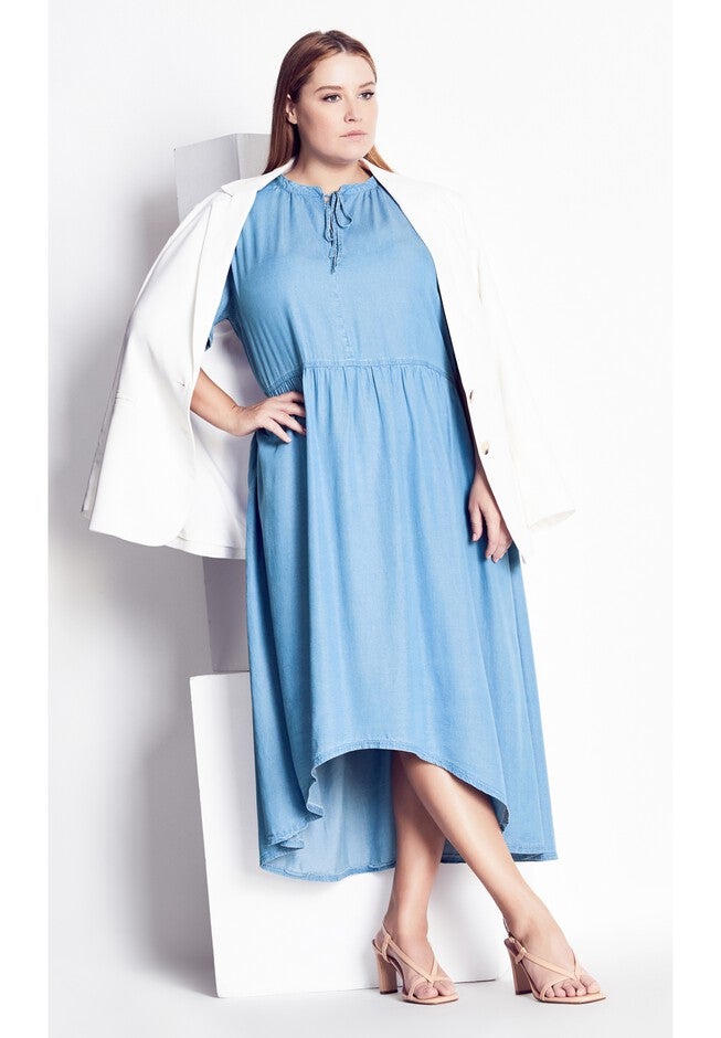 Ruby Maxi Dress - chambray, BLUE, on-hover image number 1