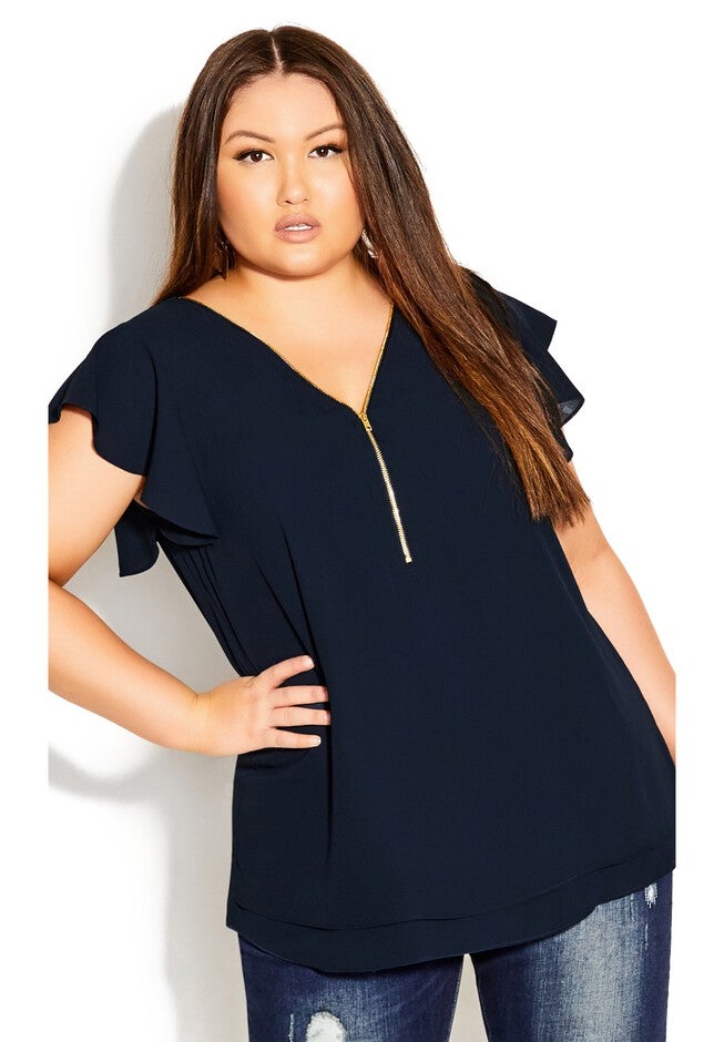 Zip Fling Top - navy, BLUE, hi-res image number 0