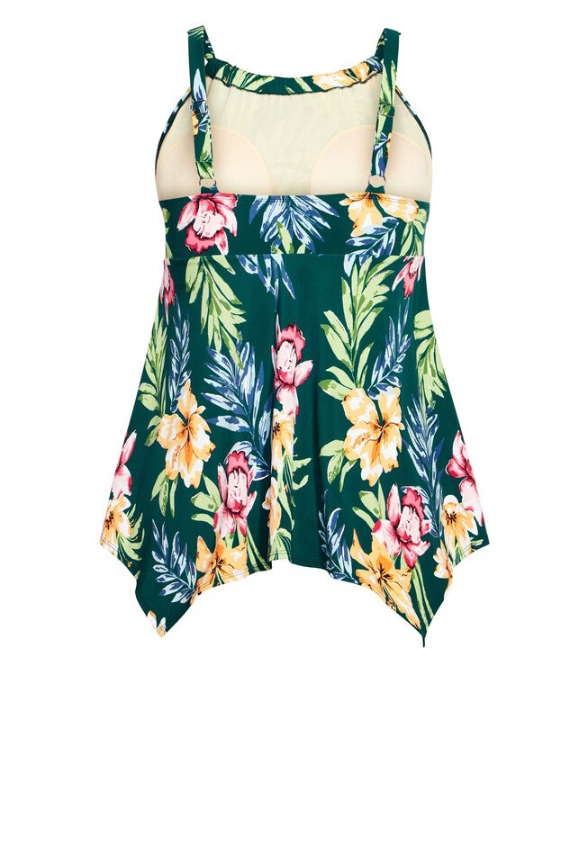 Handkerchief Print Tankini Top, RAVEN, alternate image number 5