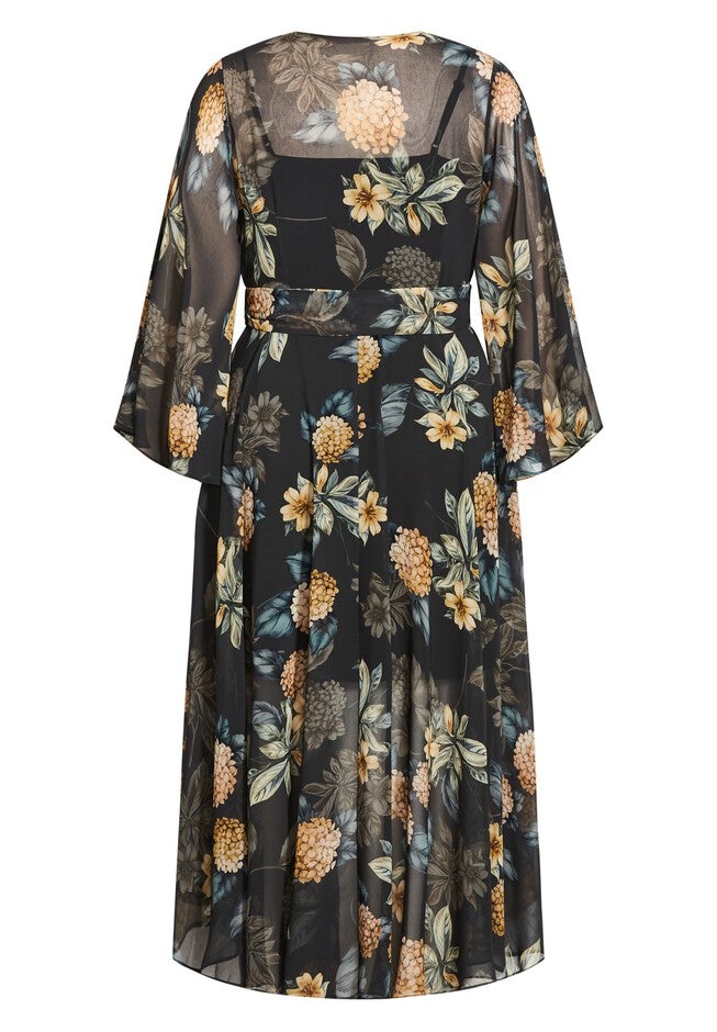 Golden Hydrangea Maxi Dress - black, GRAY, alternate image number null