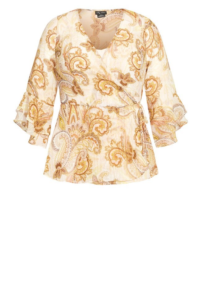 Paisley Flutter Top - neutral, BEIGE, alternate image number 3