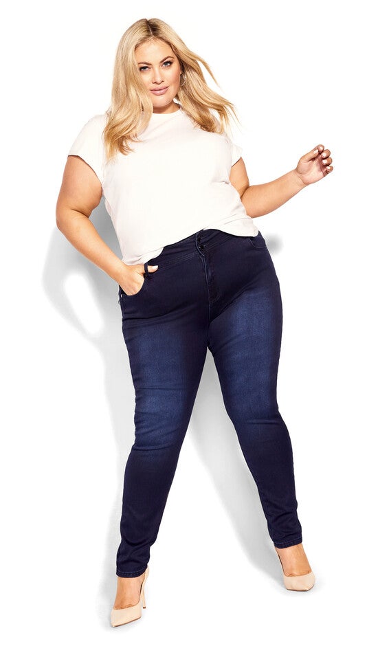 Harley Short Skinny Jean - dark denim, BLUE, hi-res image number null