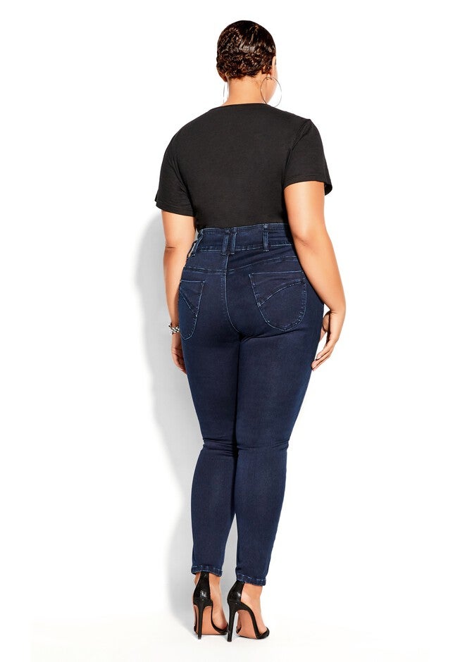 Harley Skinny Petite Denim Jean - dark denim, BLUE, alternate image number 3