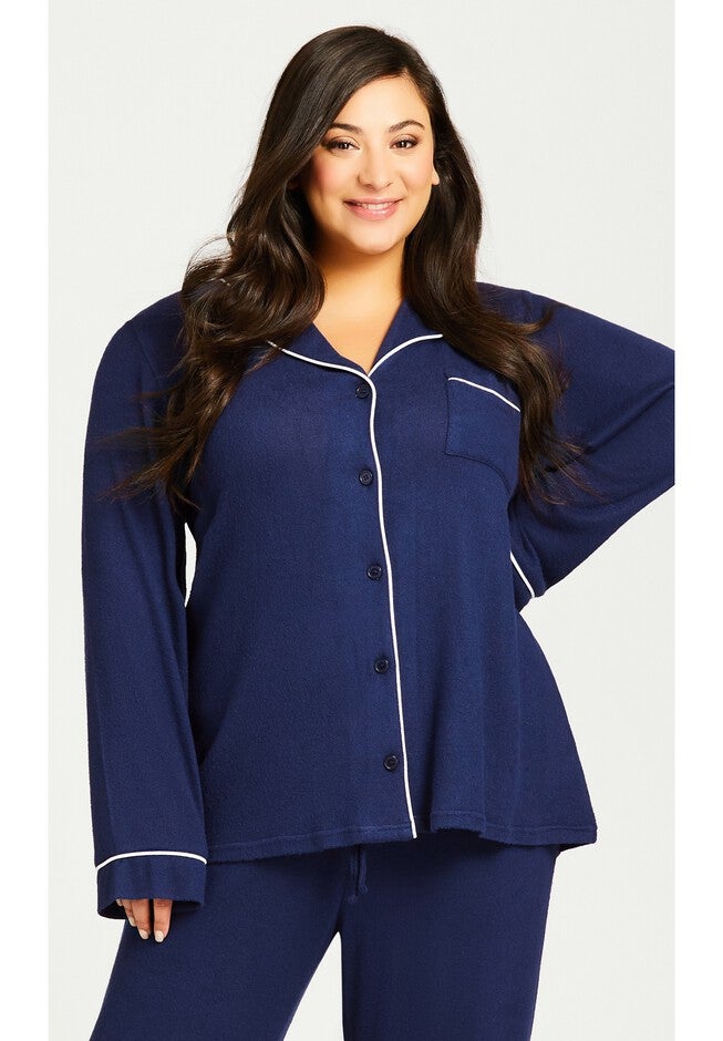 Hacci Button Plain Top, NAVY, hi-res image number null
