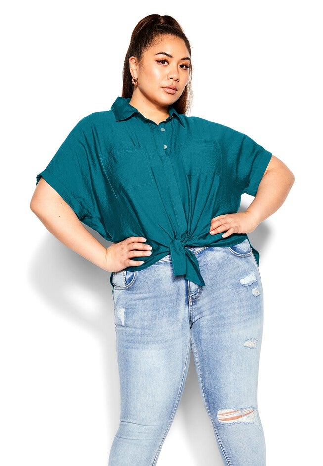 Relaxed Summer Shirt - teal, GREEN, on-hover image number null