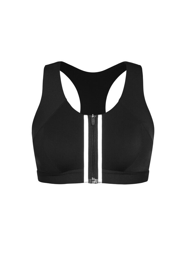Zip Sports Bra - black, BLACK, alternate image number null