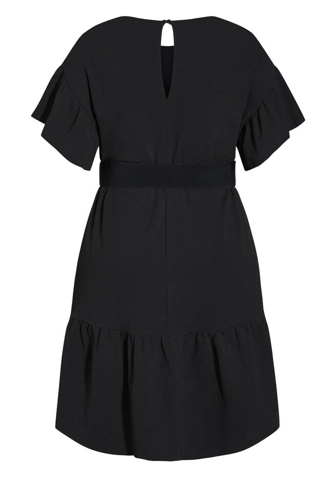 Belted Swish Dress - black, BLACK, alternate image number null