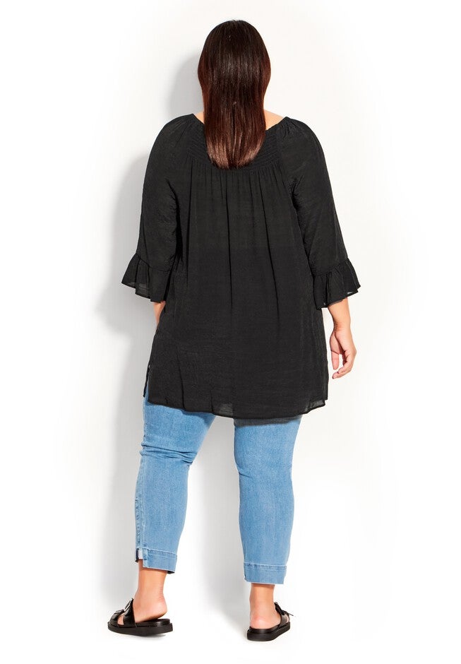 Flutter 3/4 Sleeve Top, BLACK, alternate image number 5