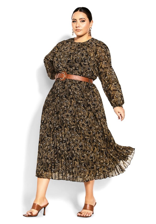 Paisley Dress - black, BLUE, on-hover image number 1