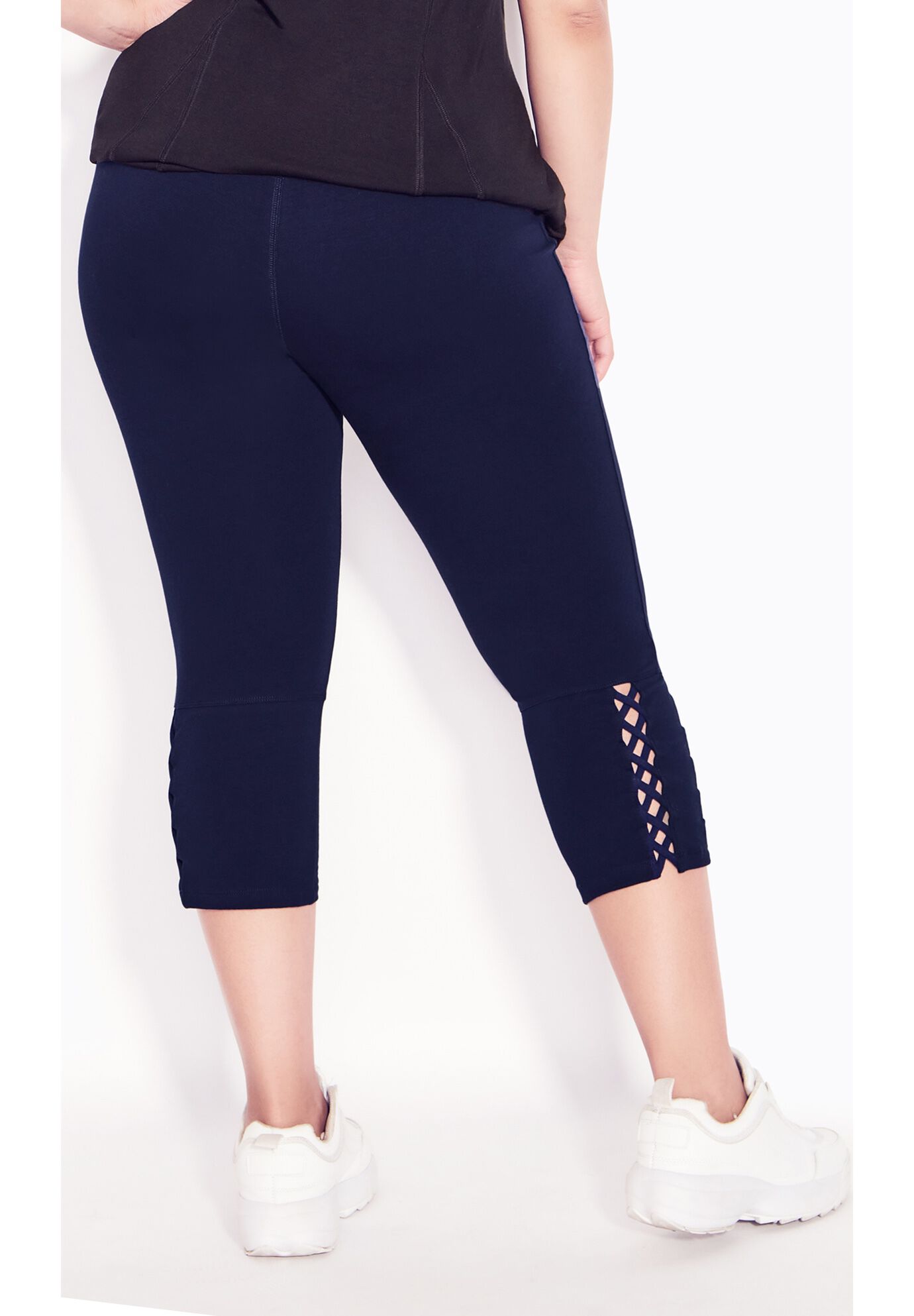 Cross Hem Legging, NAVY, alternate image number 5