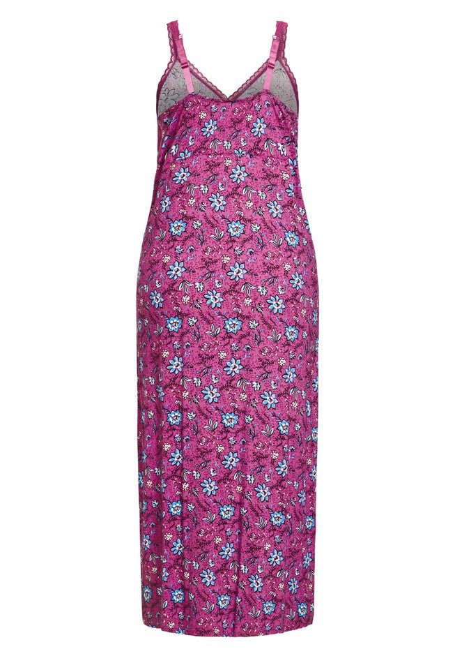 Lace Trim Nightgown, FOLK FLORAL, alternate image number null