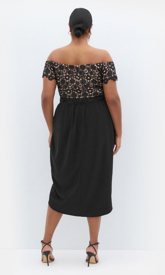 Lace Glamour Midi Dress - black, BLACK, alternate image number 1