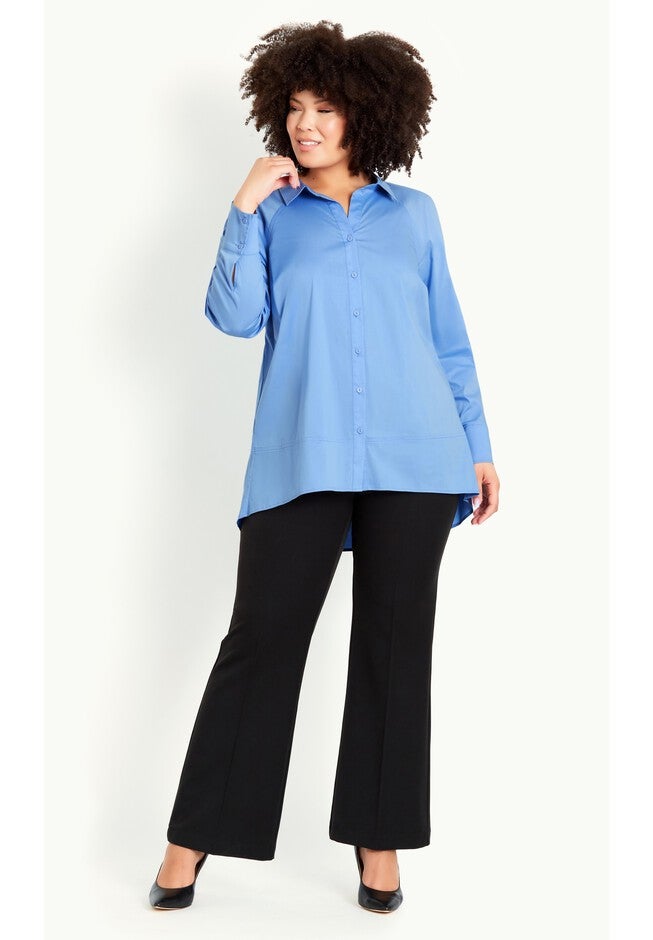 Cotton Blend Shirt - blue, BLUE, on-hover image number null