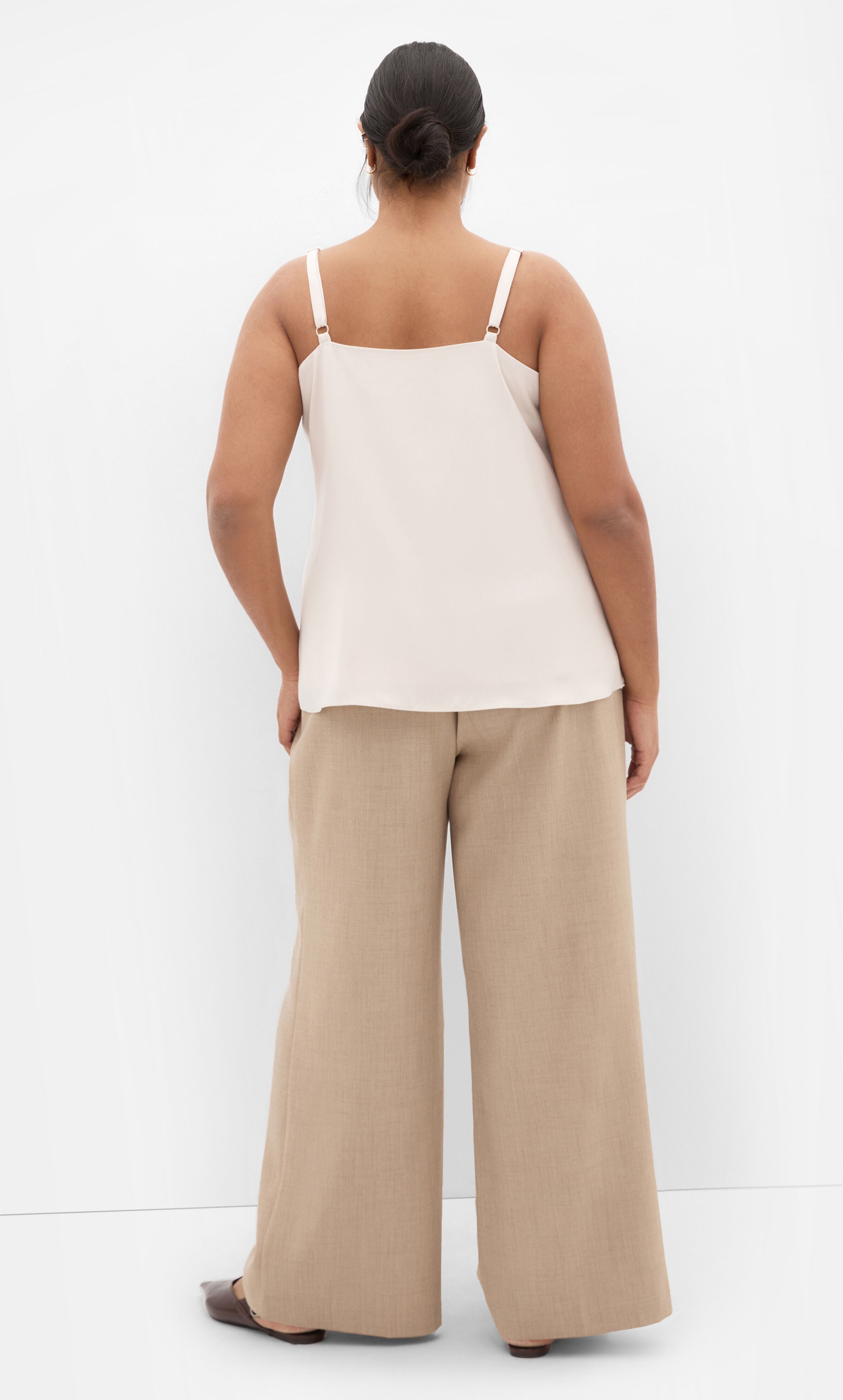 Sadie Straight Neck Cami - cream, BEIGE, alternate image number 2