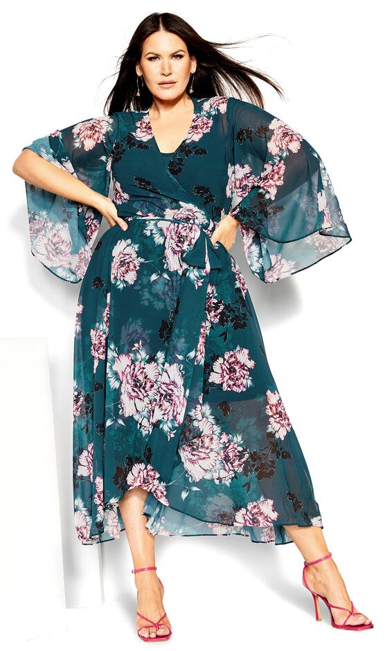 Fleetwood Print Maxi Dress - jade blossom, GREEN, hi-res image number 0