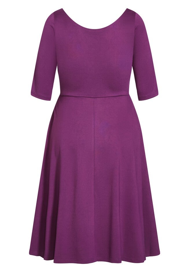 Cute Girl Elbow Sleeve Dress - plum, PURPLE, alternate image number null