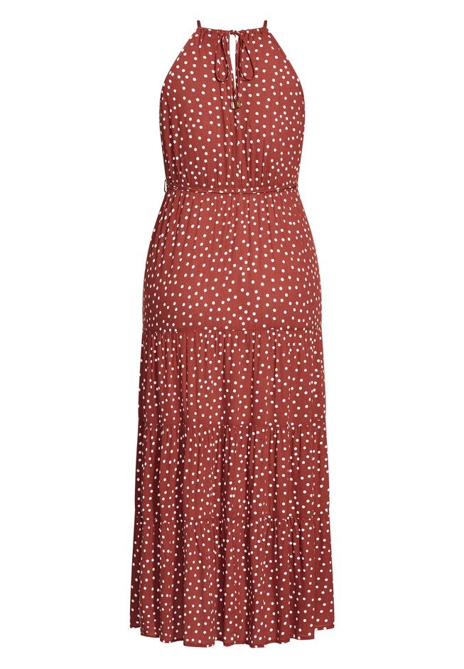 Tier Spot Maxi Dress - toffee, WHITE, alternate image number null
