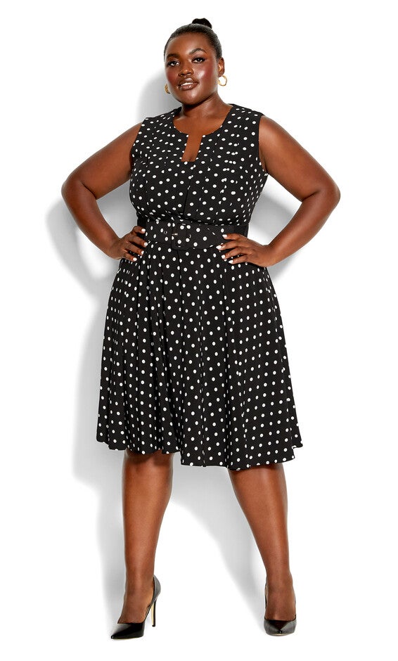 Vintage Spot Dress - black, BLACK, hi-res image number null