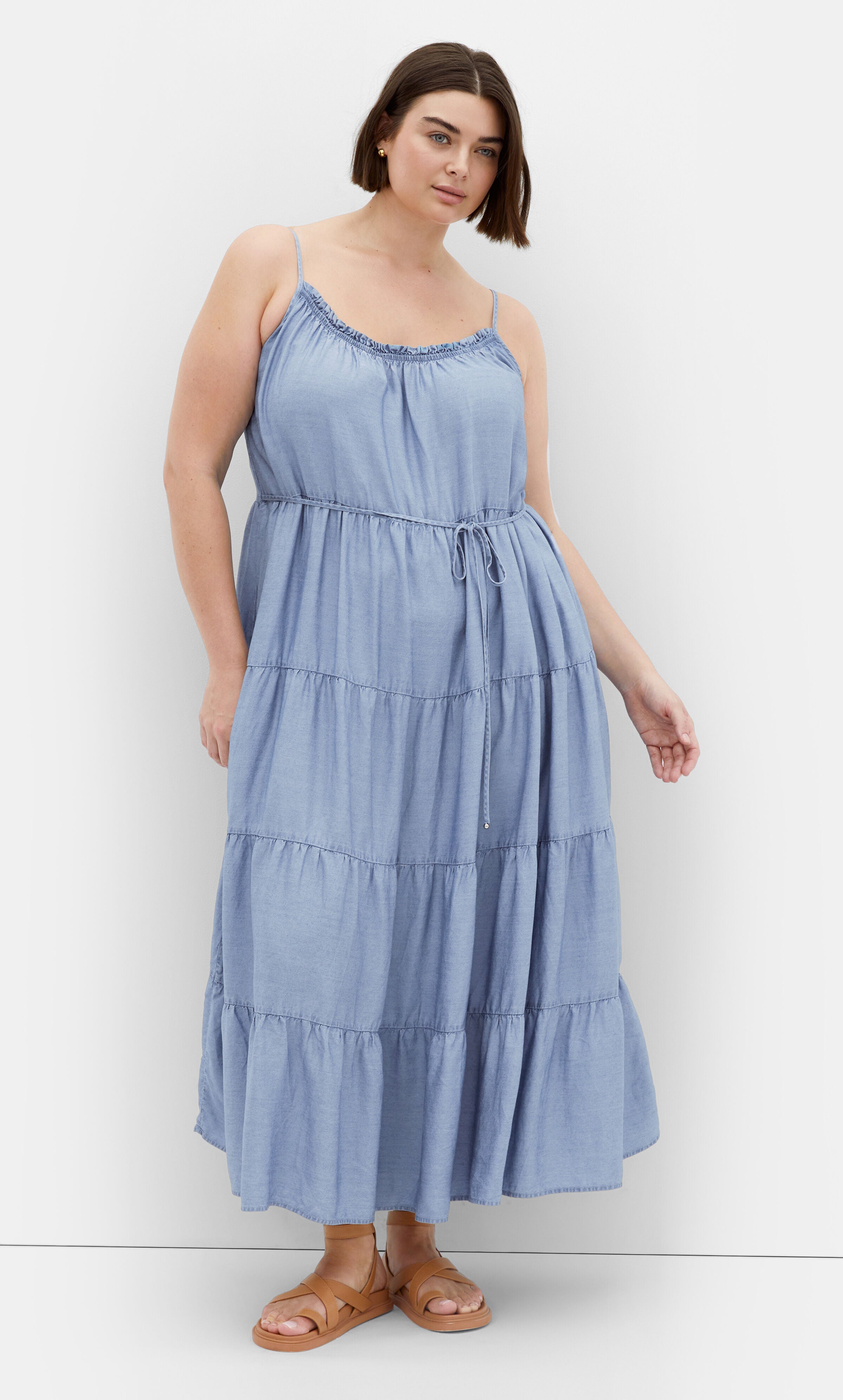 Island Tier Maxi Dress - light wash, BLUE, alternate image number 1